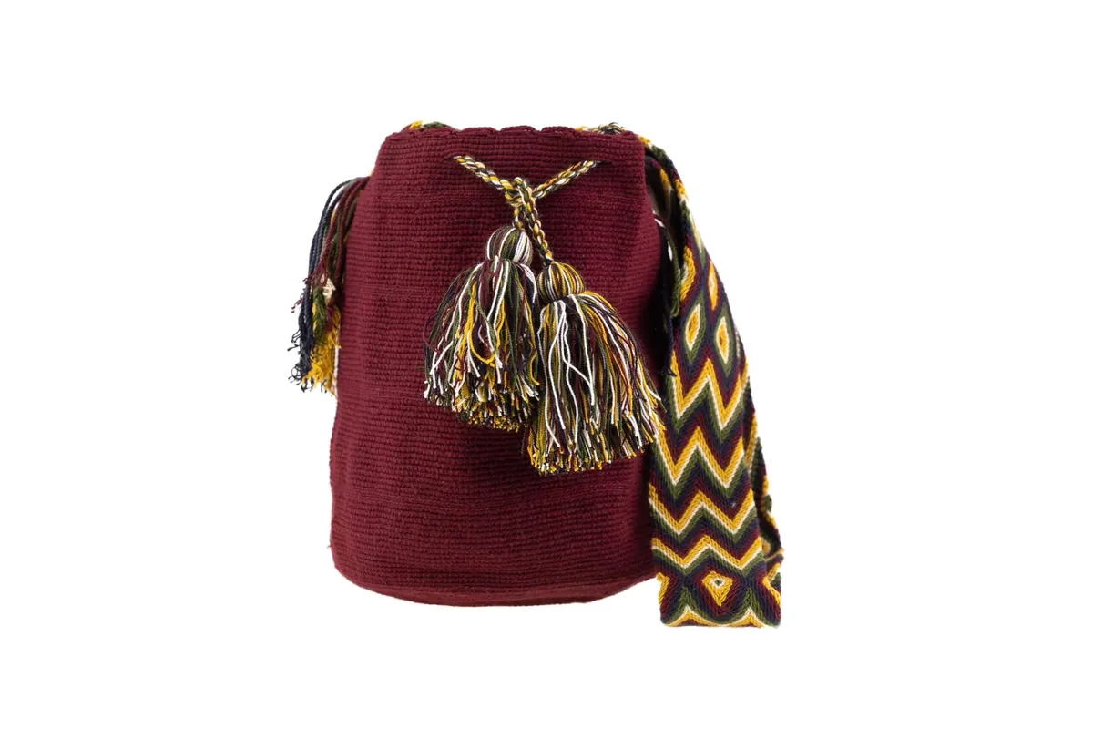 Mochila Wayuu Tasche Unicolor dunkelrot, Ansicht 1