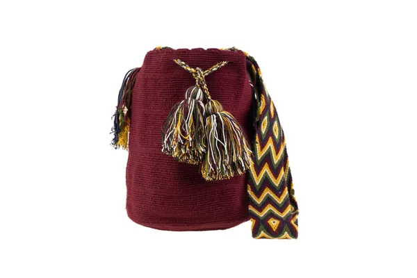 Mochila Wayuu Tasche Unicolor dunkelrot