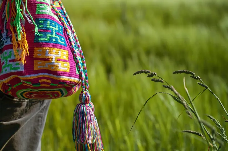 Mochila im hohen Gras