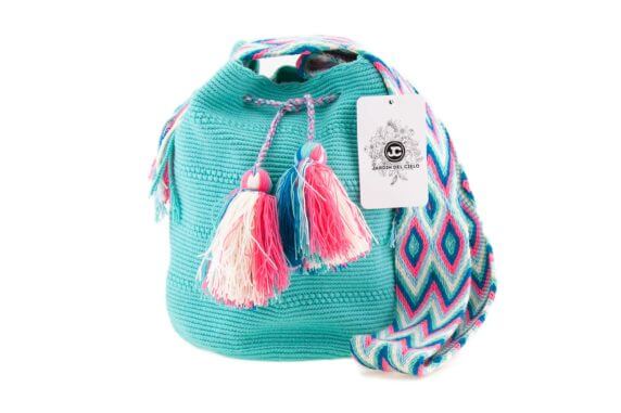 Mochila Wayuu Tasche Unicolor türkis