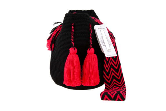 Mochila Wayuu Tasche Unicolor schwarz