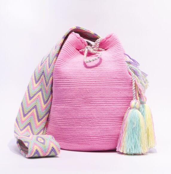Mochila Wayuu Tasche Unicolor pink