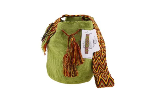 Mochila Wayuu Tasche Unicolor grün