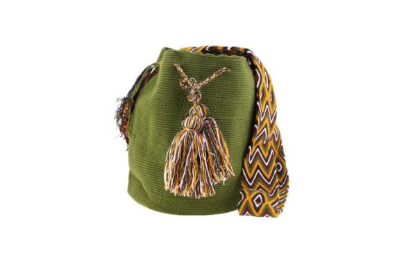 Mochila Wayuu Tasche Unicolor grün