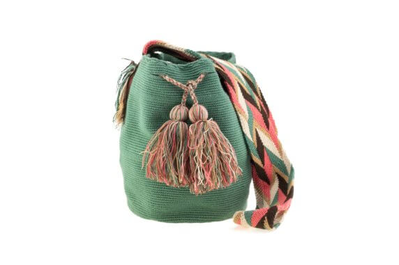 Mochila Wayuu Tasche Unicolor grün
