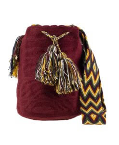 Mochila Wayuu Tasche Unicolor dunkelrot