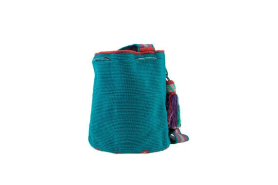 Mochila Wayuu Tasche Unicolor grünblau medium – Bild 2