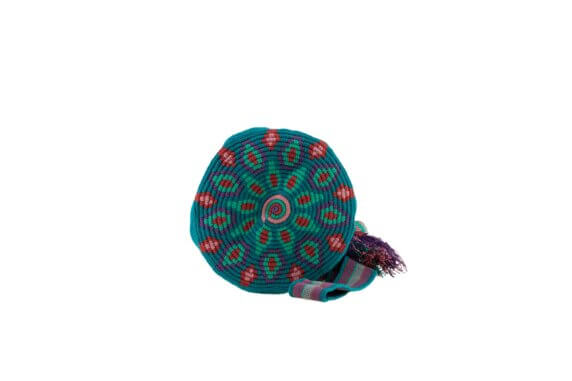 Mochila Wayuu Tasche Unicolor grünblau medium – Bild 3