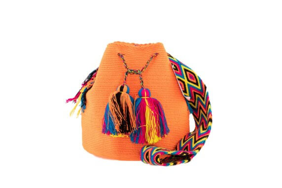 Mochila Wayuu Tasche Unicolor orange