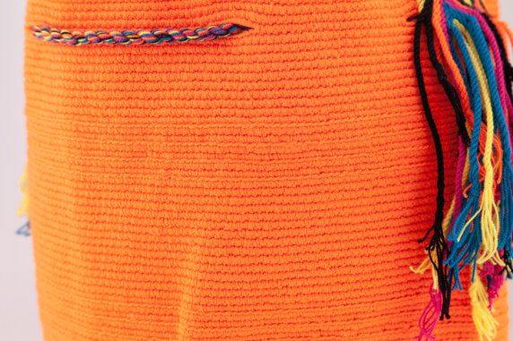 Mochila Wayuu Tasche Unicolor orange – Bild 4