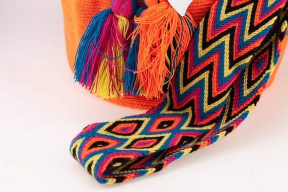 Mochila Wayuu Tasche Unicolor orange – Bild 5